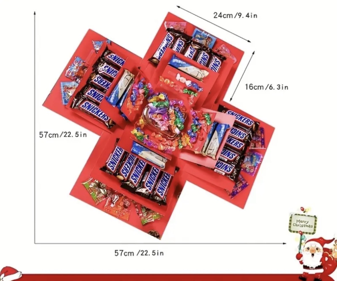 Red Festive Explosion Box 4 Layer (All Sweets) - Image 9
