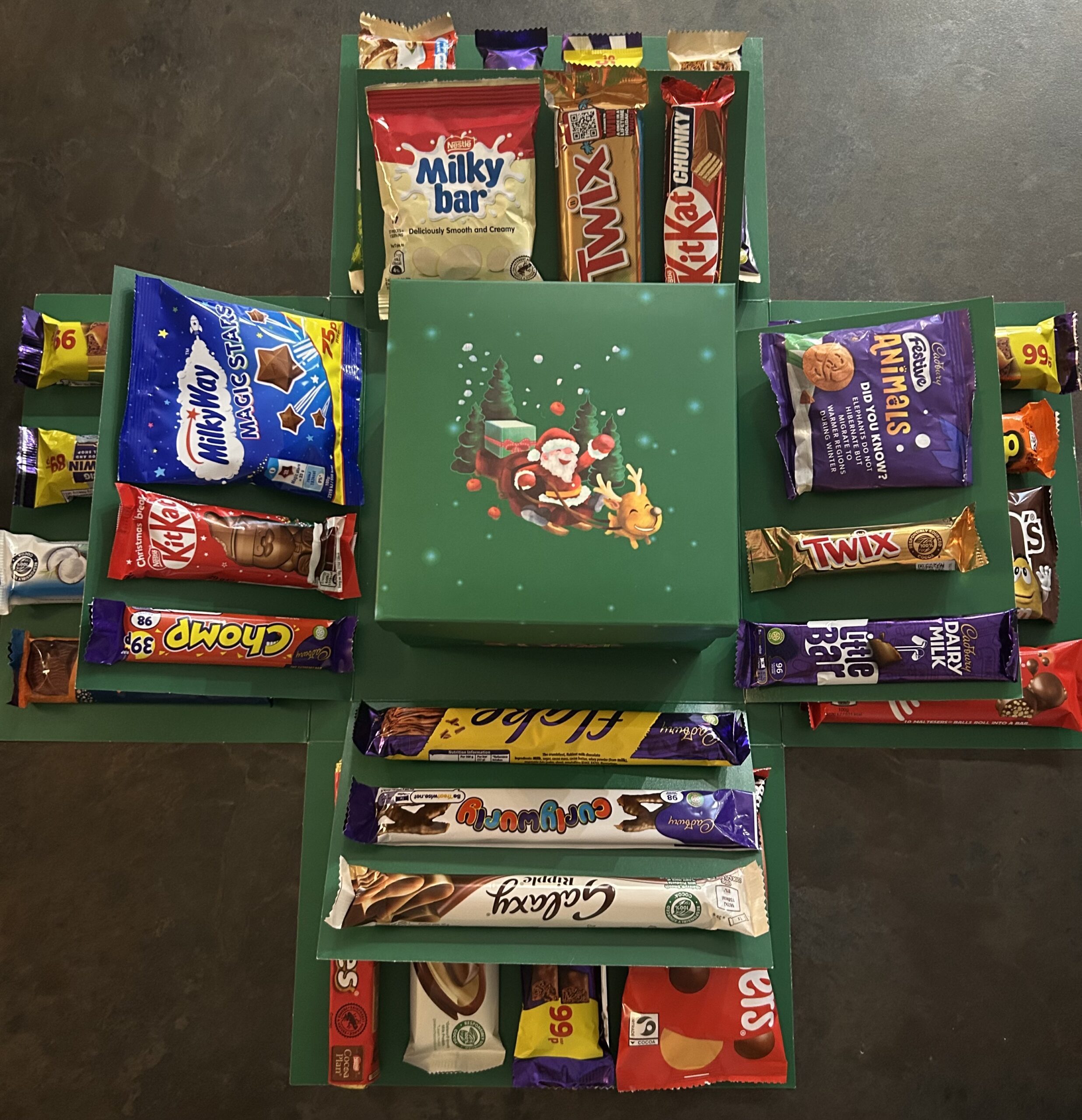 Green Festive Explosion Box, 4 Layer (ALL Chocolate) - Image 4