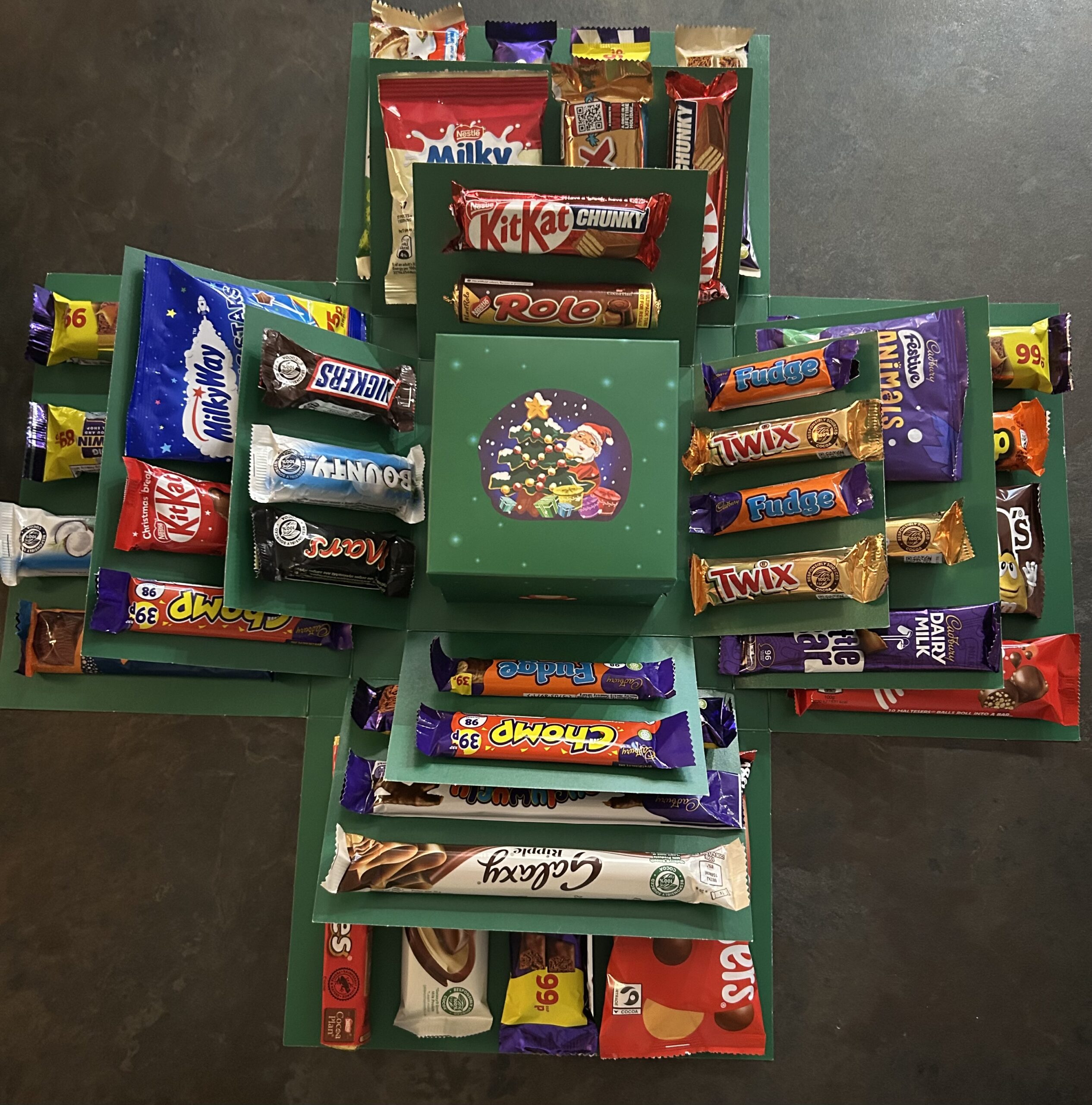 Green Festive Explosion Box, 4 Layer (ALL Chocolate) - Image 5