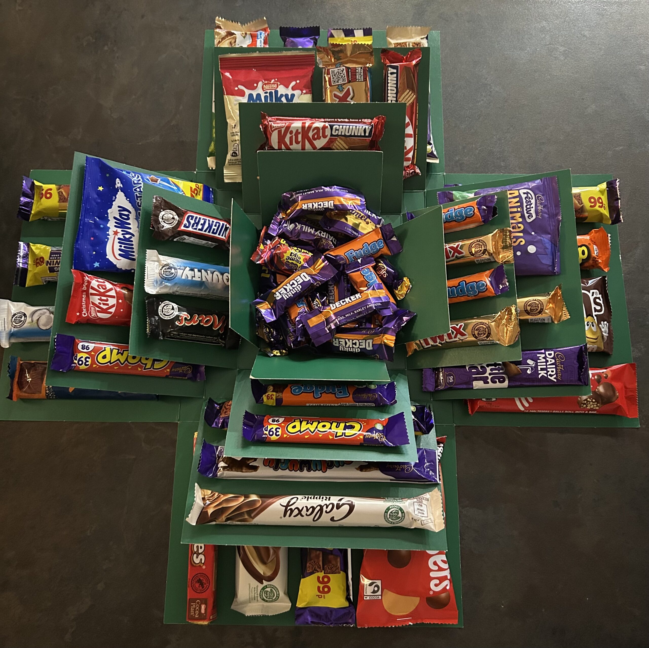 Green Festive Explosion Box, 4 Layer (ALL Chocolate) - Image 6