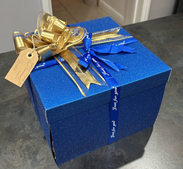 Blue Sparkle /Gold Bows - 4 layer Explosion Box (All Chocolate)
