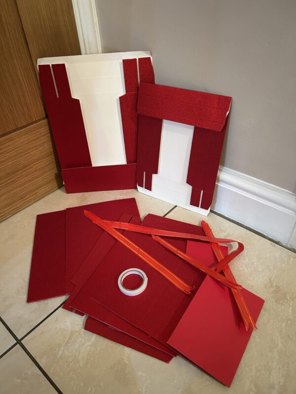 Red Sparkle DIY Explosion Box - Flat packed